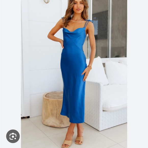 Hello Molly Blue Midi Slip Dress - Picture 2 of 6